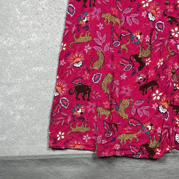 Torrid Dress Womens Sz 10-12 Pink Blue Paisley Tigers Buttons Boho Chic No Belt - Picture 6 of 13